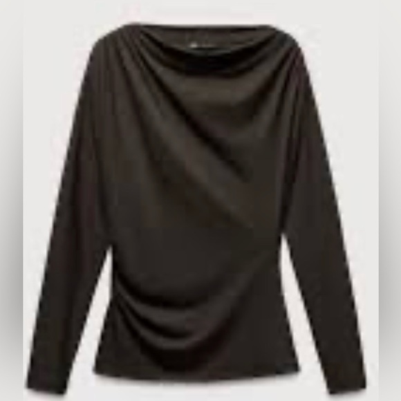 Zara Tops - Zara NWT Black Long Sleeve Elegant Side Ruched Top